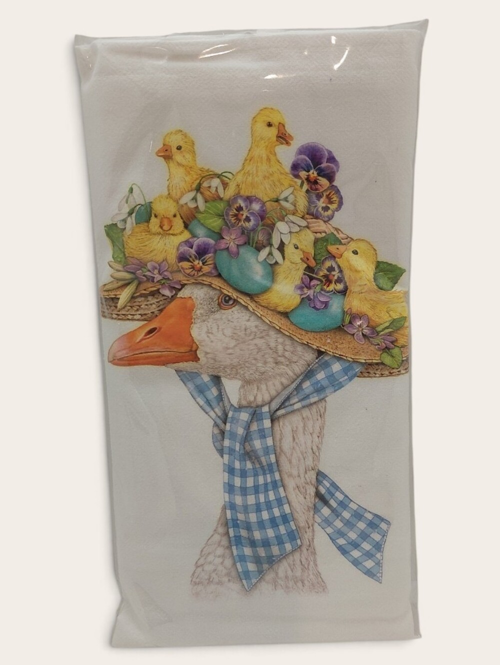 NEW Flour Sack Towel Baking Spring Goose Yellow Chicks Blue Accents Giftable